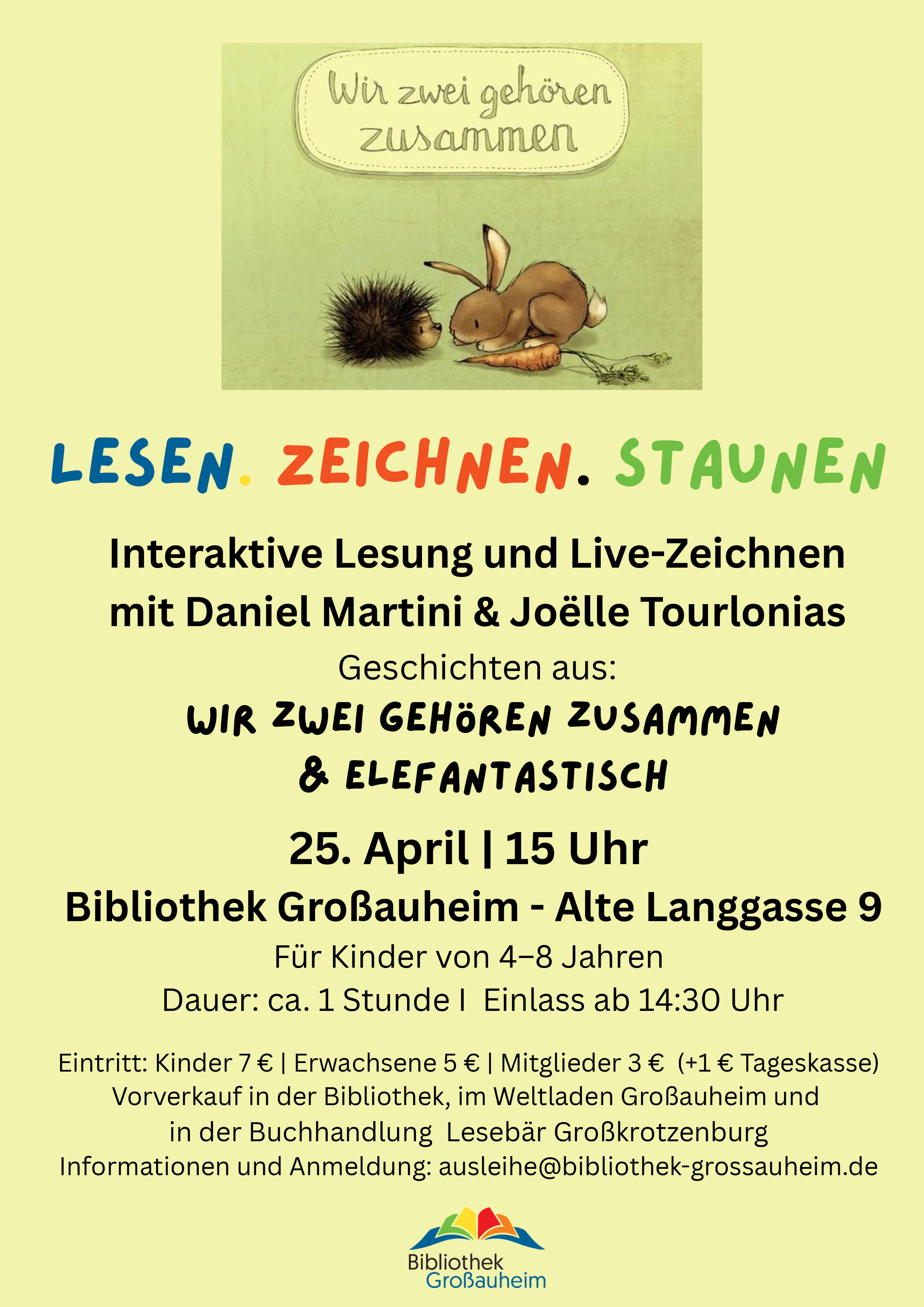 Plakat Lesen. Zeichnen. Staunen