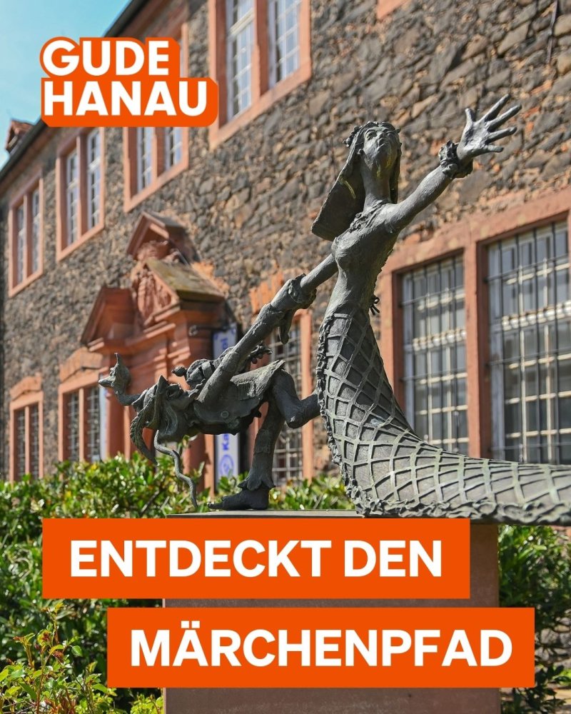 Gude Hanau Entdeckt den Märchenpfad Skulptur König Drosselbart vor der alten Kanzlei