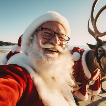 Weihnachtsmann am Strand