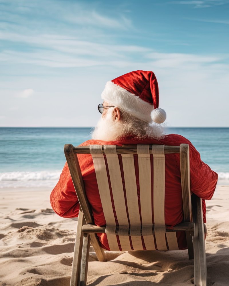 Weihnachtsmann Im Liegestuhl 